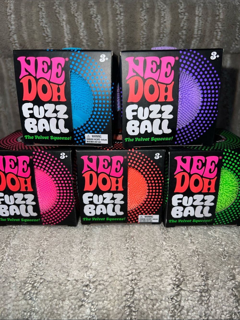 **AUTHENTIC** NeeDoh Fuzz Ball ALL 5! - Blue, Purple, Pink, Orange, Green